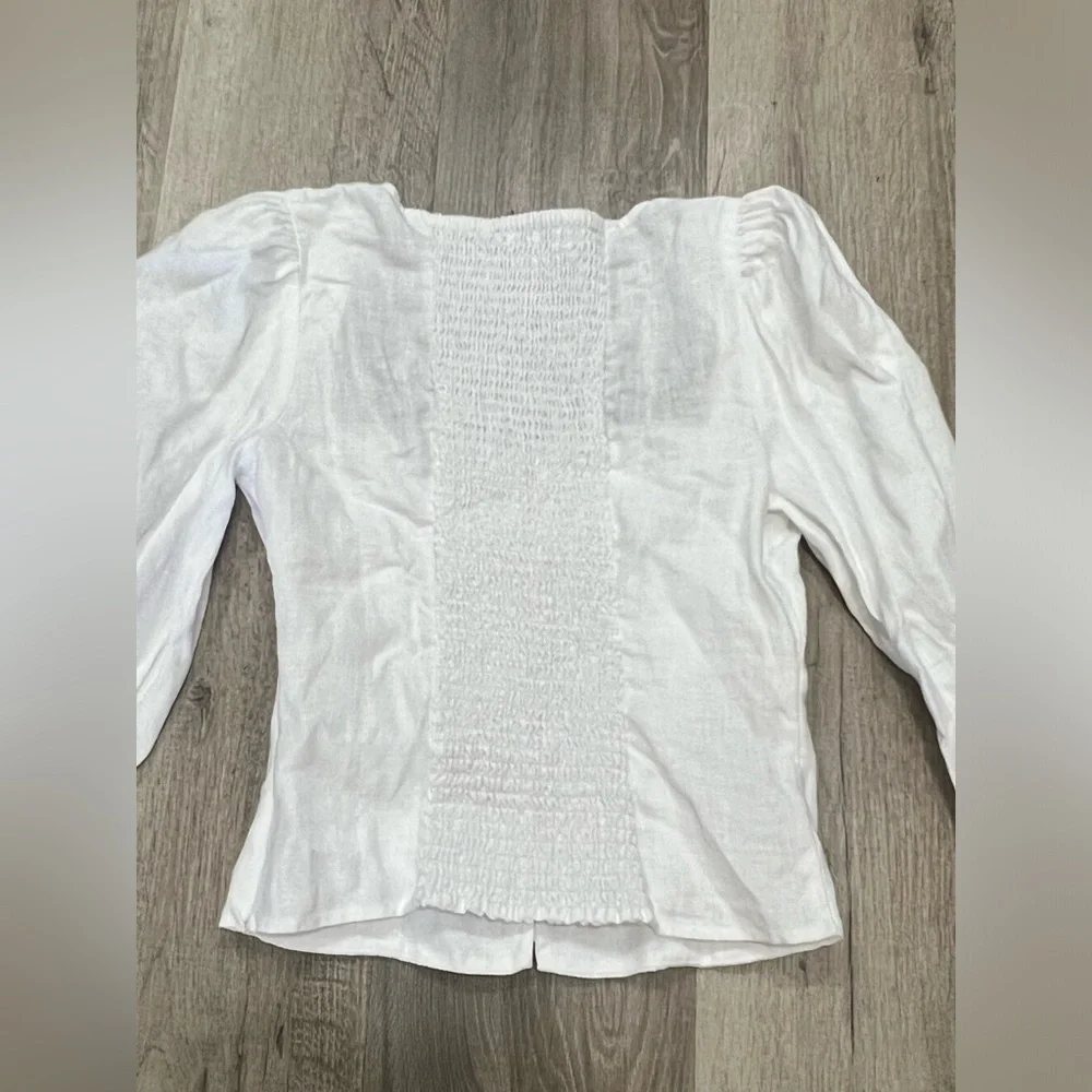 Reformation White Puff Sleeve Top